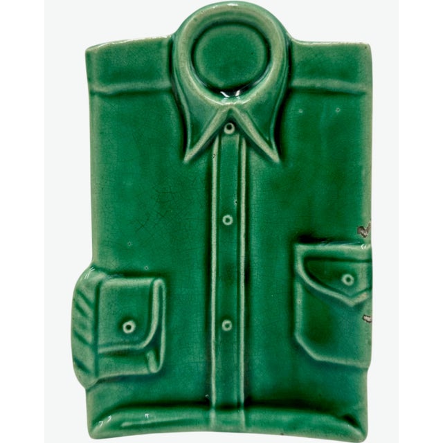 Vintage Green Shirt Ceramic Ashtray Catchall Dish For Sale - Image 12 of 12