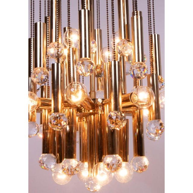 Cascading 36 Chandelier Swarovski Crystal Gilt Brass by Ernst Palme, 1960 For Sale - Image 4 of 16