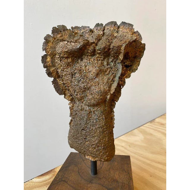Abstract 1980s Vintage Fist Cast Bronze Sculpture on Wood Base Signed R. Silverman For Sale - Image 3 of 9