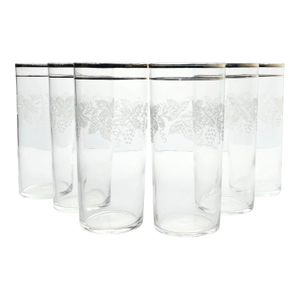 1950s Vintage Bartlett Collins 6 Grape Design Highball Tumbler Glasses