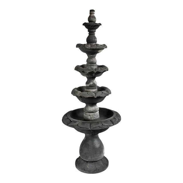 Vintage Stacked Lotus Flower Stone Fountain For Sale