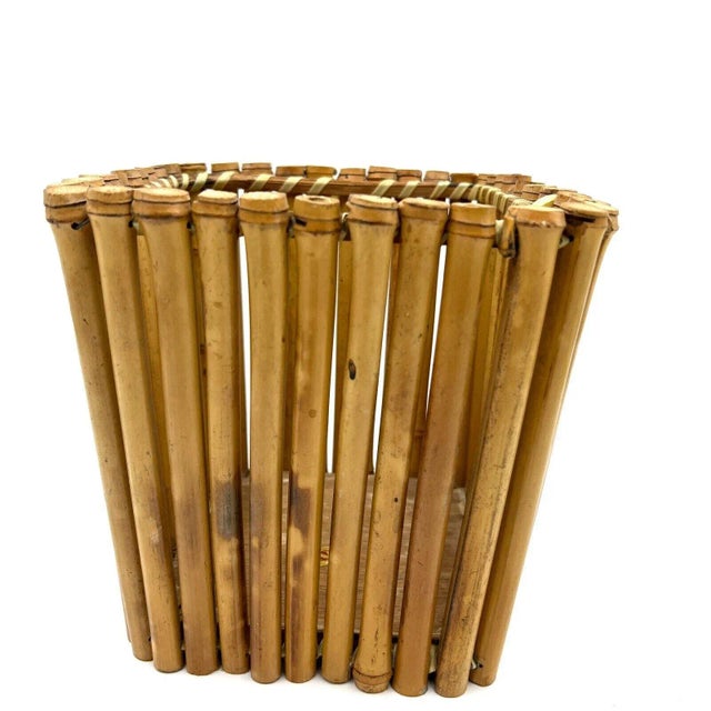 Mid-Century Modern Mid-Century Modern Bamboo Basket For Sale - Image 3 of 9