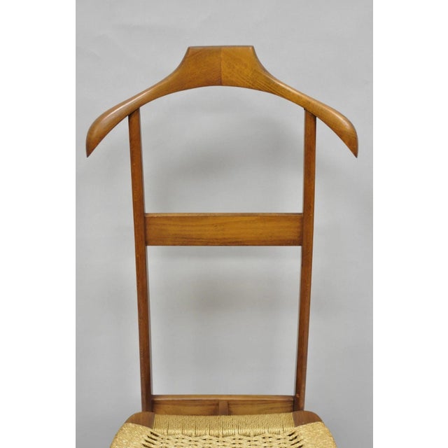 Mid-Century Modern Vintage Mid Century Italian Modern Beech Wood Clothing Valet Chair Seat (A) For Sale - Image 3 of 18