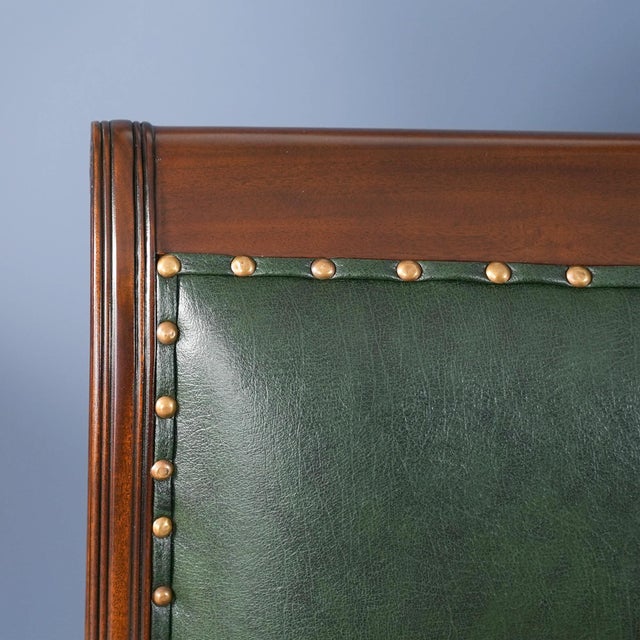 Wood Niagara Furniture Green Leather Chair For Sale - Image 7 of 12