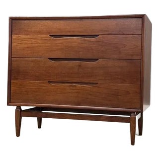 1960s Refinished Walnut Mid Century Dresser Chest by Foster McDavid For Sale