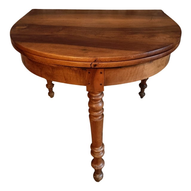Antique Folding Demi-Lune Dining Table in Walnut, 1890s For Sale