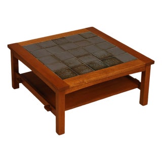 Stickley Mission Collection Tile Top Square Oak Coffee Table For Sale
