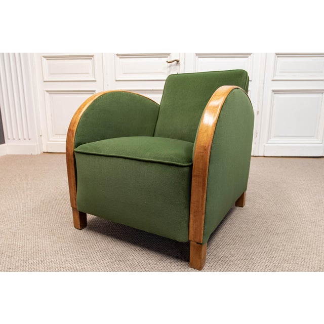 Vintage Lounge Chair in Green Velvet, Sweden, 1930s For Sale - Image 12 of 13