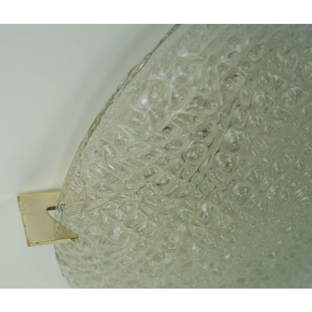 Vintage Ice Glass Ceiling Lamp Flush Mount with Relief Surface from Kaiser-Leuchten, 1960s For Sale - Image 4 of 18