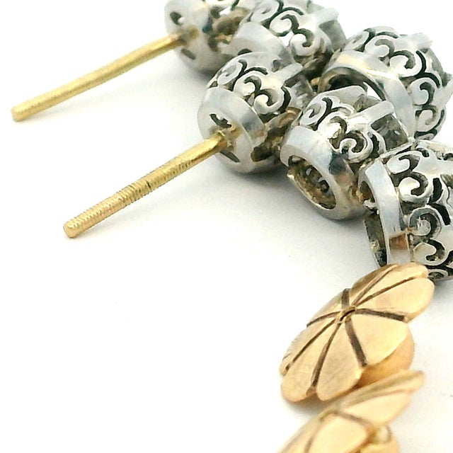 Vintage Platinum and 14k Gold 2 Carat Diamond Drop Earrings Circa 1950s, A Pair For Sale - Image 13 of 15