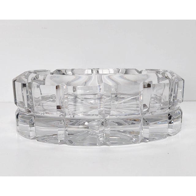 Mid-Century Modern 1970s Round Crystal Grid Catch Dish For Sale - Image 3 of 7