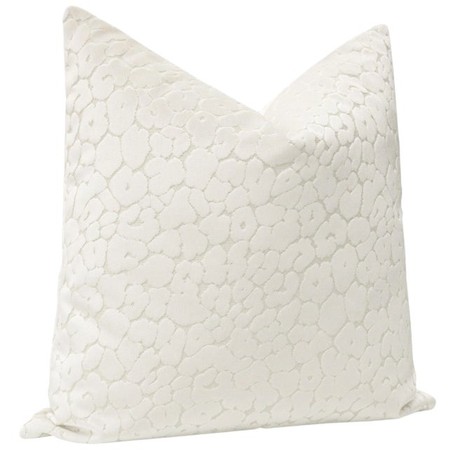 Contemporary 22" Alabaster Leopard Cut Velvet Pillows - a Pair For Sale - Image 3 of 4