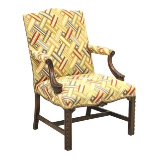 Mid 20th Century Mahogany Chippendale Martha Washington Armchair For Sale