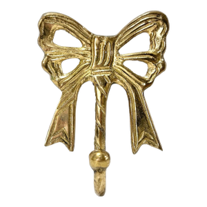 Vintage Brass Bow Wall Hook – Decorative Ribbon Motif Wall Hook, Hollywood Regency Style Accent