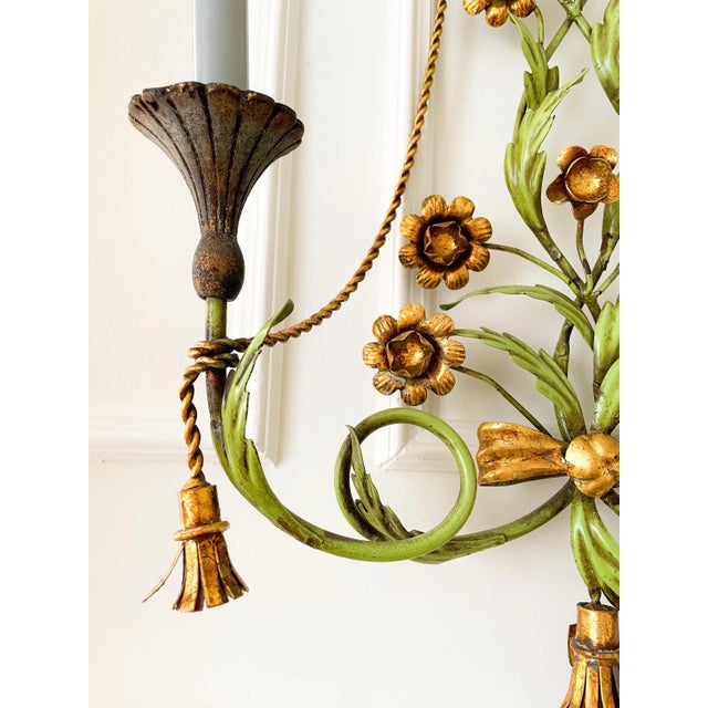 Metal Vintage Italian Florentine Wall Candleholder, 1960s For Sale - Image 7 of 8