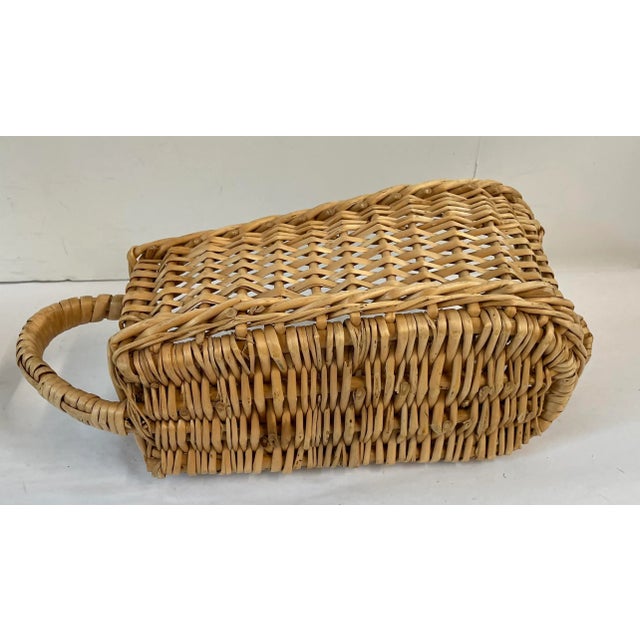 Mid 20th Century Vintage Wicker Wine Bottle Caddy Basket For Sale - Image 5 of 7