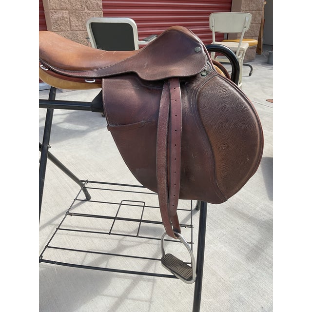 Animal Skin Vintage Crosby Olympic Works English Close Contact Saddle, Made in England For Sale - Image 7 of 15