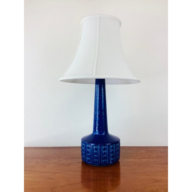 Vintage Mid-Century Modern Palshus Blue Ceramic Danish Table Lamp Dl26 Annalise Per Linneman For Sale - Image 9 of 10