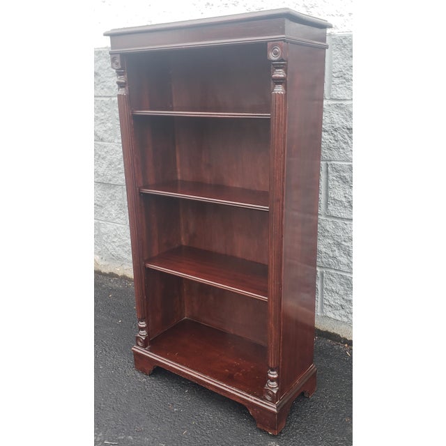 Chippendale 1940s Frankson Furniture Mahogany Chippendale 4-Tier Narrow Bookcase Bookshelf For Sale - Image 3 of 9
