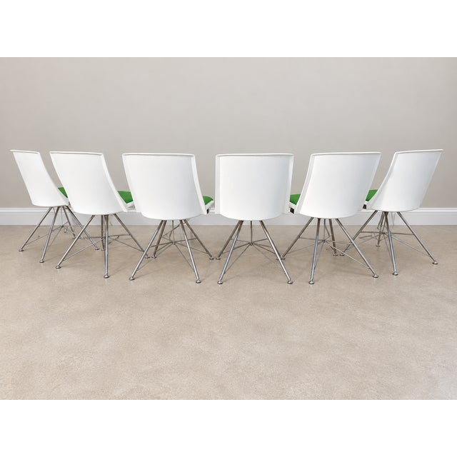 Mid-Century Modern Set of 6 Matching Source International Artifakt Chairs - MCM Design, New Vinyl For Sale - Image 3 of 12