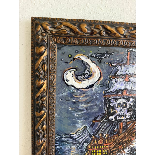 Serg Graff "Haunted Pirate Ship" Original Acrylic Painting Fantasy Maritime Art For Sale In Jacksonville, FL - Image 6 of 11