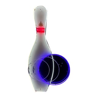 Large Vintage Animated Neon Bowling Alley Sign For Sale