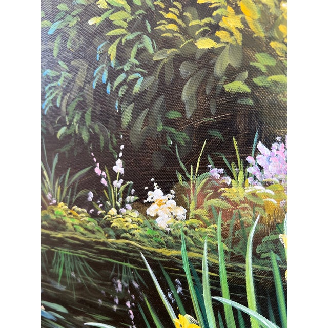 Traditional Late 20th Century Impressionist Painting of Lily Pond Framed Signed by R Grove For Sale - Image 3 of 7