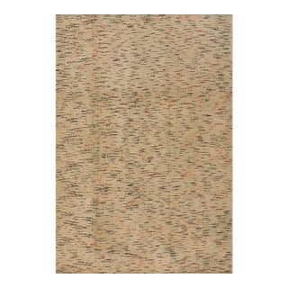 1920s Beige Abstract Modern Antique American Shaker Pile Rug 8' 6'' X 12' Woven Wool Carpet For Sale