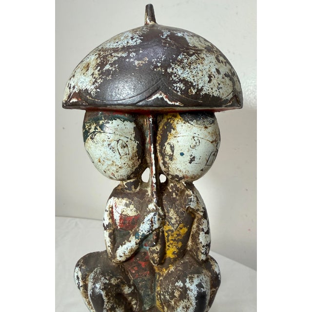 Figurative Antique 1920s Original Hubley Cast Iron Bathing Beauties Anne Fish Doorstop #250 For Sale - Image 3 of 14