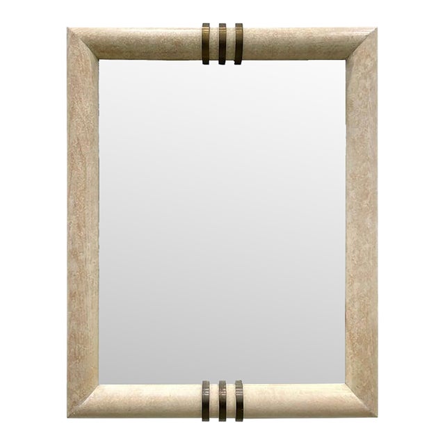 Overscale 1980s Art Deco Revival Beveled Mirror, Karl Springer Manner For Sale