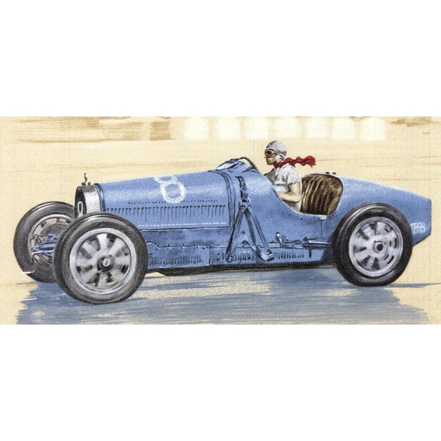 Contemporary 2010 Xavier La Victoire 'Bugatti-Helle Nice' Contemporary Blue,Yellow France Lithograph For Sale - Image 3 of 4
