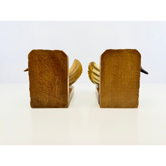 Vintage Carved Wood and Horn-Style Bird Bookends, a Pair For Sale - Image 12 of 14