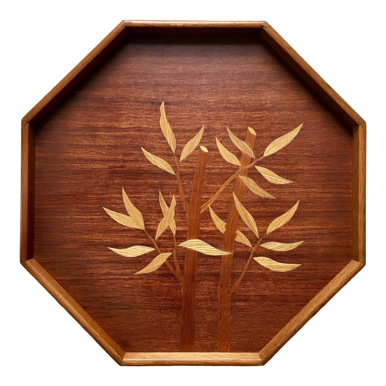 Mid 20th Century Wood Inlay Tray Chairish