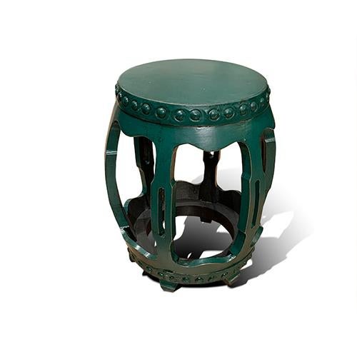 Asian green drum stool is made out of elm wood. It can be use as flower stand, chair, coffee table, night stand, or side...