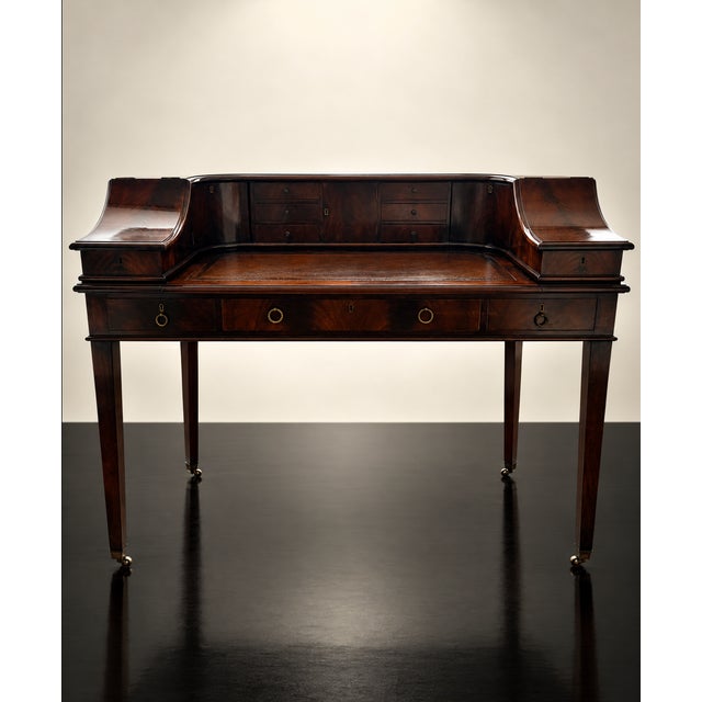 Auburn Flame Mahagony "Carlton" Edwardian Desk 1920's For Sale - Image 8 of 15