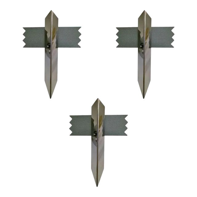 1980s Kalmar Memphis Style Chrome Wall Lights - Set of 3 For Sale