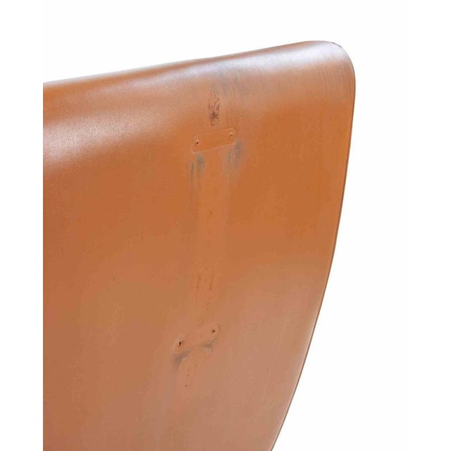 1950s Vintage Italian Armchairs in Mahogany Wood and Padded Leather, 1950s For Sale - Image 5 of 8