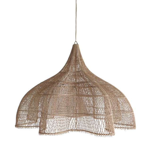 Large Rattan Hanging Light in the Shape of a Flower, 2010s For Sale
