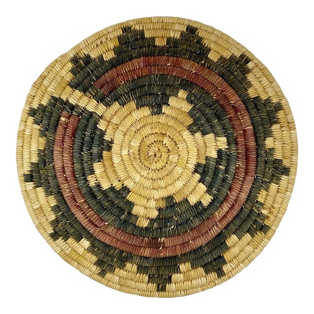 Woven Starburst Motif Coil Basket For Sale