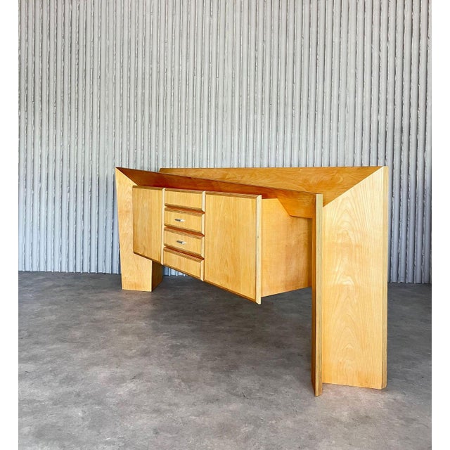 Wood Handmade Asymmetrical Sideboard, 1980s For Sale - Image 7 of 18
