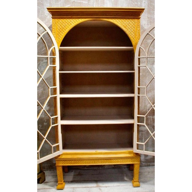 Metal Antique Regency Ochre Astral Glazed Display Cabinet, 1820 For Sale - Image 7 of 9