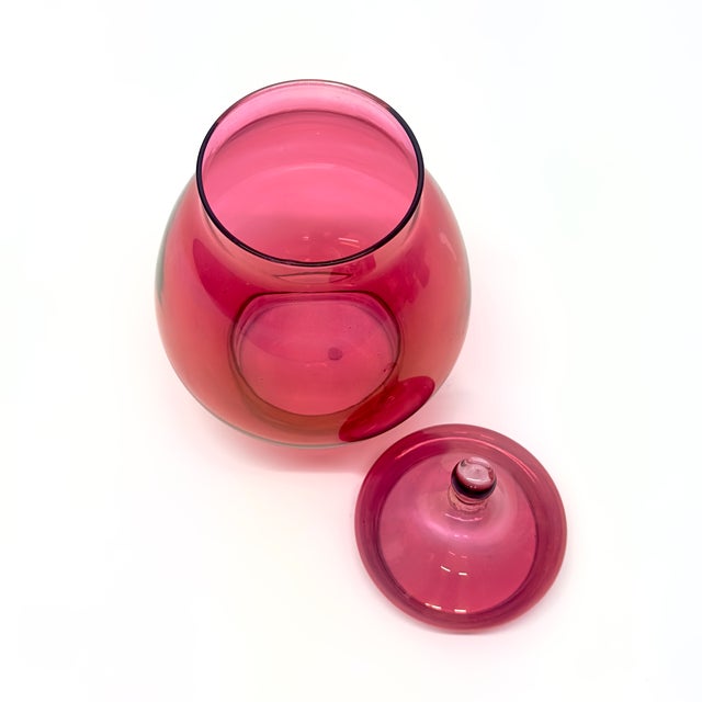Cranberry Lidded Glass Storage Container Curation - Group of 3 For Sale - Image 4 of 12