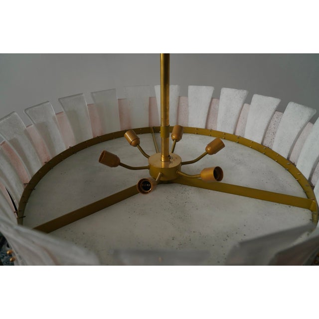 Round Pink and White Murano Glass and Brass Pendant, 2000 For Sale - Image 9 of 10