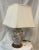 Vintage Floral Porcelain Table Lamp with Wood Base. Showroom Sample. Shade is 16" across.