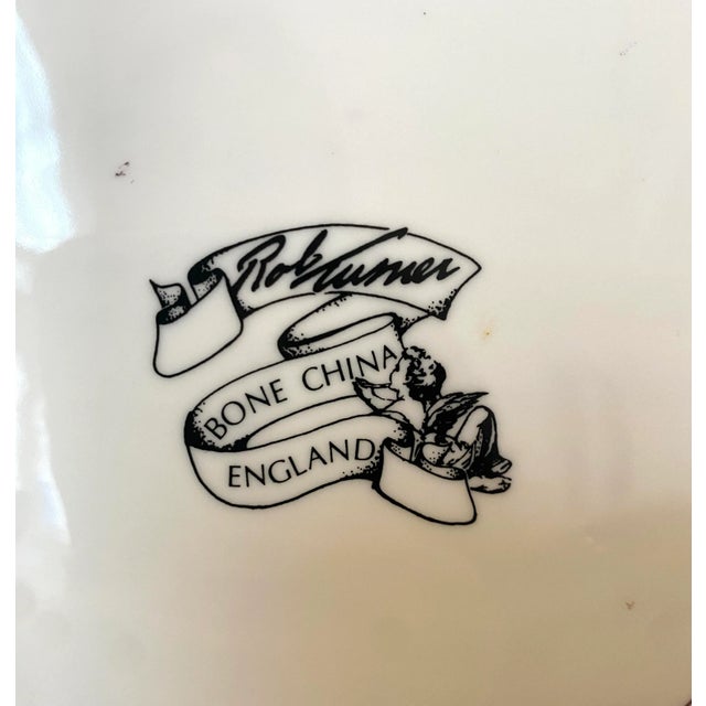 Vintage Set of Rob Turner Hand Painted Bone China Bowl and Platter- 2 Pieces For Sale - Image 10 of 11