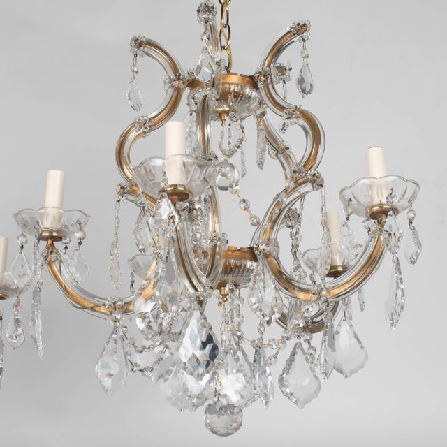 Mid 20th Century Maria Theresa Crystal Chandelier Pair For Sale - Image 4 of 16