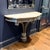 Wood English Hollywood Regency Demilune Marble Top Console For Sale - Image 7 of 8