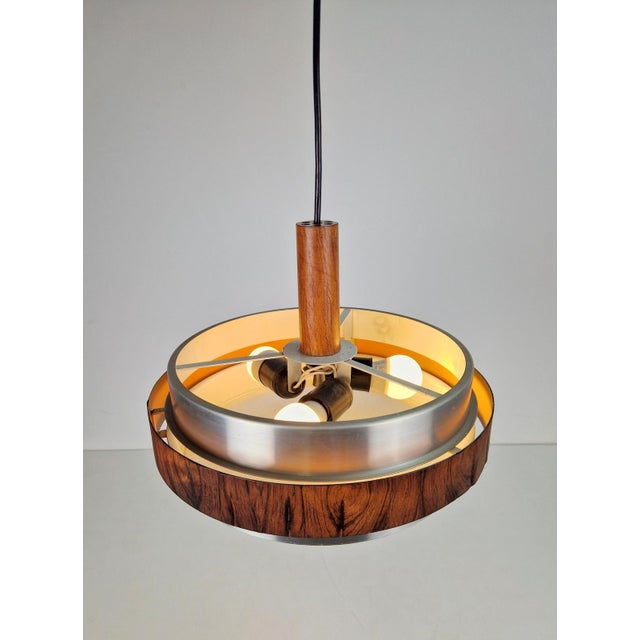 Vintage Scandinavian Pendant Lamp in Teak, 1960s For Sale - Image 10 of 12