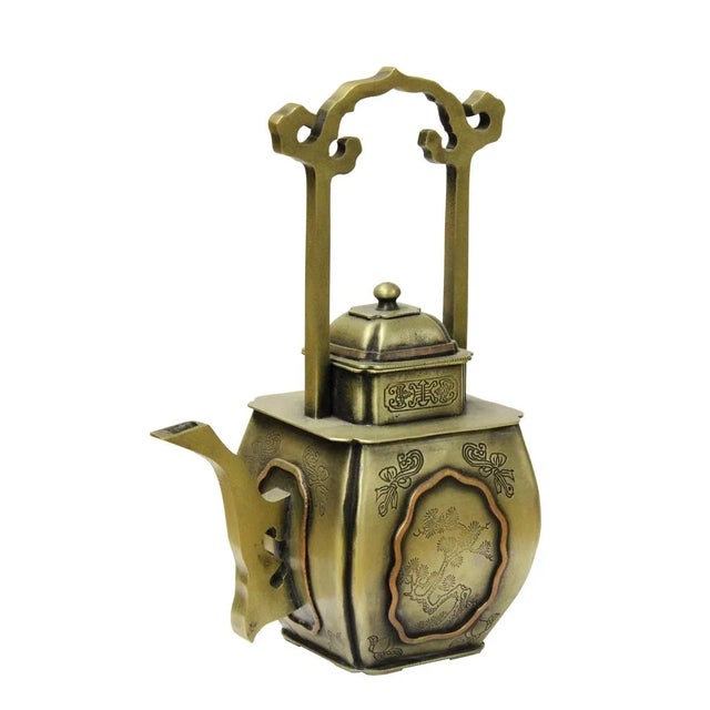 Asian Antique Chinese Handmade Bronze Teapot For Sale - Image 3 of 5