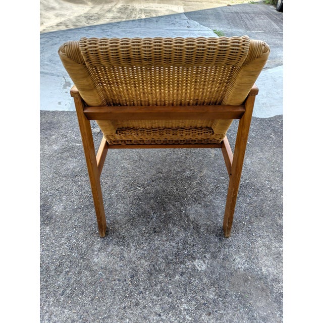 Italian Armchair with Woven Seat, 1960s For Sale - Image 3 of 8